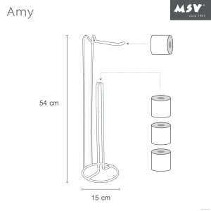 Porta carta igienica MSV Amy, acciaio cromato, autoportante, con spazio per 4 rotoli.