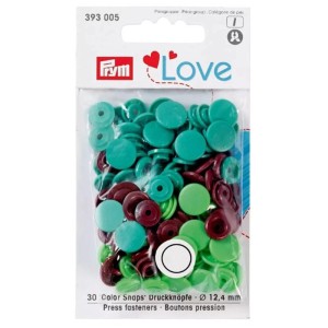 Prym Color Snaps Love, bottoni a pressione in plastica verdi, Ø 12.4 mm, 30 pz