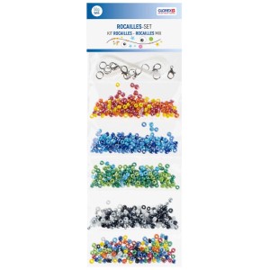 Set Glorex Rocailles, 5 colori, con filo e chiusure, ideale per creare gioielli.