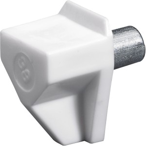Support d'étagère Hettich Safety en plastique blanc, Ø 5 mm, pour étagères.