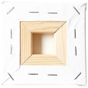 Rückseite Keilrahmen 10x10 cm, 3er Set, weiße Leinwand, Holzrahmen