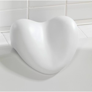 Oreiller de tête et de nuque Wenko Tropic, en forme de cœur, blanc, pour un bain relaxant.