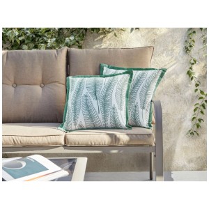 Beliani Cuscini decorativi da esterno Meadow bianco-verde 45 x 45 cm / 2 pz