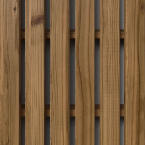 Pannello acustico Denpanels Nordic Outdoor Flex Pino Termotrattato, dettaglio della struttura del legno.