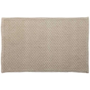 Tappeto da bagno beige Spirella Perla, 50x80 cm, in cotone con rivestimento antiscivolo.