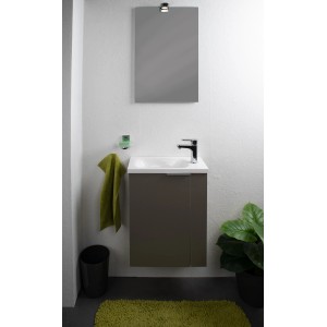 Ensemble de meubles de salle de bain Badmobil Sarah en Cubanitgrau avec lavabo, meuble et miroir.