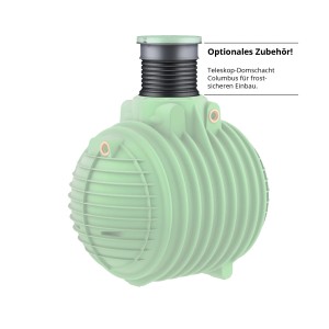Citerne enterrée Garantia Columbus Proline 3700 L, réservoir d'eau de pluie vert avec accessoires en option.