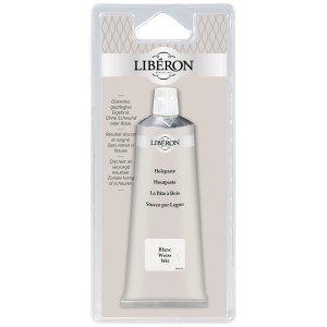 Tube Holzpaste Weiss 80ml von Liberon zur Reparatur von Holz, geeignet für alle Holzarten.