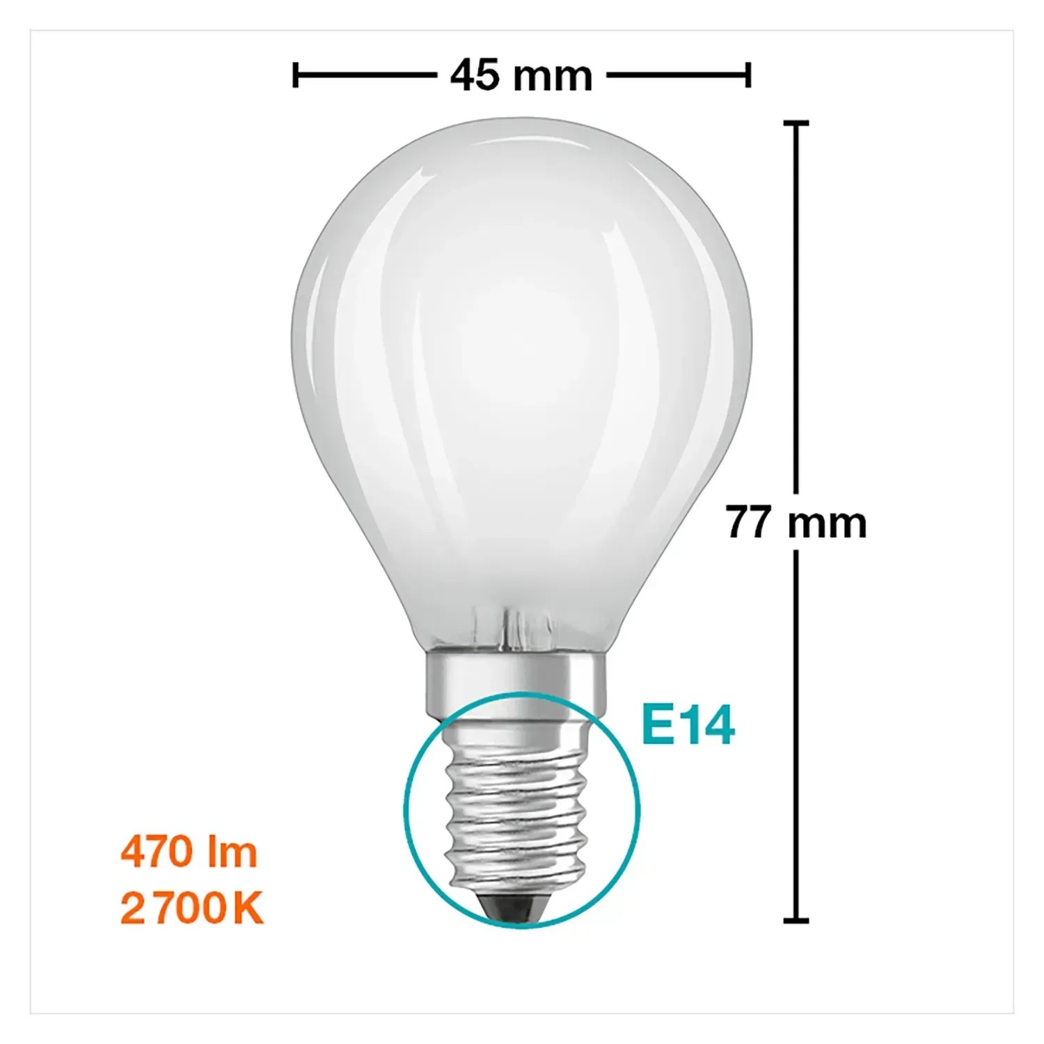 Osram Ampoule LED Base forme goutte filament mat E14 Blanc chaud