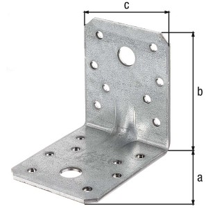 Équerre de fixation charges lourdes, acier galvanisé, 70x55x70 mm, lot de 12 pièces pour constructions bois.