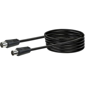 Câble d'antenne noir Schwaiger, 5 m, avec connecteur pour audio et vidéo.