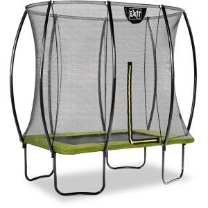 Trampolino rettangolare verde EXIT Silhouette 153x214cm con rete di sicurezza.
