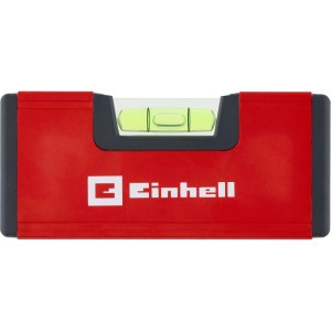 Livella tascabile Einhell rossa con bolla a 180° e magnete. Strumento di misura compatto per allineamenti precisi.