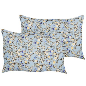 Coussins de jardin Beliani Valloria, lot de 2, motif floral bleu.
