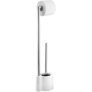 Wenko Ensemble WC sur pied Avola blanc avec porte-papier toilette et brosse.