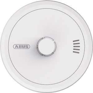 Détecteur de chaleur Abus Prevaro 10 HA1100 blanc, rond, avec logo ABUS. Protection incendie cuisine, batterie 10 ans.