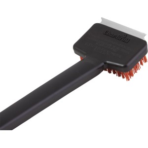 Spazzola per griglia Char-Broil Cool-Clean con setole e raschietto per la pulizia.