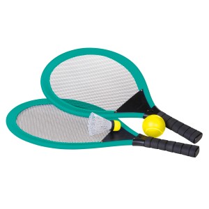 Set tennis Jumbo Happy People per bambini con 2 racchette, palla e volano.