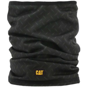 Cache-cou Cat noir avec motif de plaque de diamant et logo Cat pour vêtements de travail.