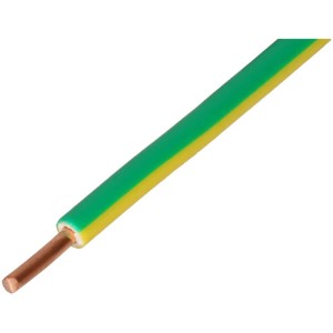 Filo a T giallo-verde H07V-U 1,5 mm² per installazioni elettriche, lunghezza 20 m.