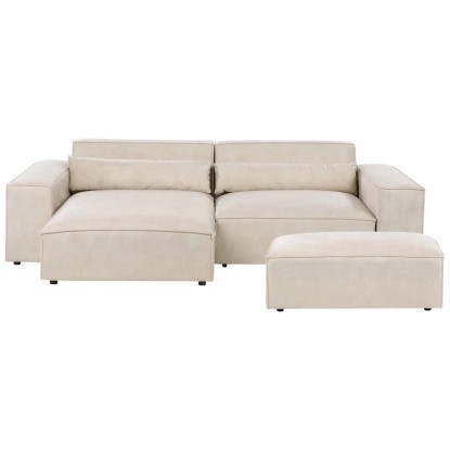 Beliani Canapé d'angle Hellnar velours Beige (HxlxP) 70 x 176 x 262 cm