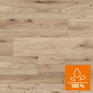 Stratifié Kaindl Poseidon Barbados Oak, 7 mm, hydrofuge, aspect bois clair avec joints.