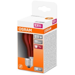 Osram LED Leuchtmittel E27, rote Glühbirne in Verpackung. Filament, 2,5W, 45lm.