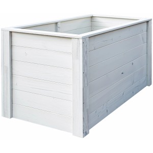 Letto rialzato in legno color crema, 150x76x79 cm, ideale per ortaggi ed erbe aromatiche in giardino.