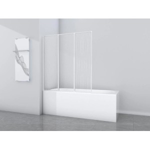 Paroi de baignoire Aurlane White Cloud, 3 volets, blanc, montée sur baignoire.
