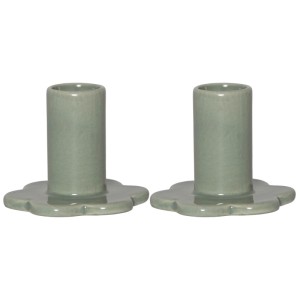 Lot de 2 bougeoirs verts Bloom de Star Trading, 6x7,5 cm, pour éclairage d'ambiance.