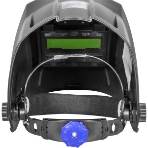 Casco per saldatura automatico Güde GSH-K, vista interna con visiera e fascia.
