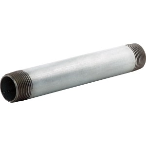 Raccordo dritto in ghisa malleabile, 33,3 mm x 200 mm, con filettatura maschio per tubi zincati.
