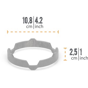 Adaptateur de cuisson Petromax pour plaque de grill Atago, acier, gros plan des dimensions.