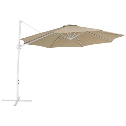 Beliani Ampelschirm Savona II Stoff Taupe Ø 295 x 254 cm