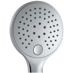 Pommeau de douche chromé Diaqua Siwa PCR avec différents jets.