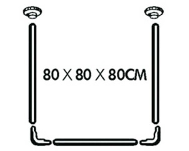 Tringle de rideau de douche d'angle inox (HxlxP) 80 x 80 x 80 cm / set de 3
