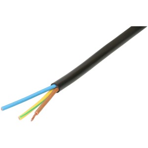 Câble TD noir H05VV-F 3x1,5 mm², câble sous conduit plastique de 5 m avec trois conducteurs.