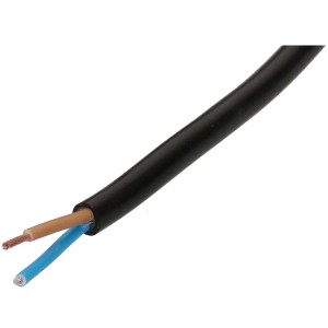 Câble TD noir H05VV-F 2x1,0 mm², câble en plastique de 10 m pour appareils électriques.