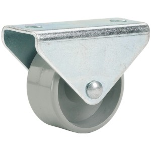 Roulette pour meubles Doerner + Helmer avec roue souple grise et boîtier en acier galvanisé.