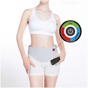 Stylies fascia riscaldante grigia per dolori mestruali con power bank.