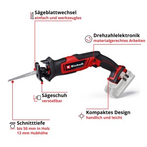 Einhell TE-AP 18/13 Li-Solo sega universale a batteria: Sega alternativa compatta rosso/nera per uso flessibile.