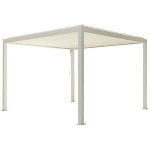 Pergola Colibri in alluminio bianco con lamelle orientabili, 2,5x3x3 m.