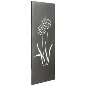 Nouvel Paravent Allium, anthrazitfarbener Sichtschutz aus Metall mit Blumenmuster.