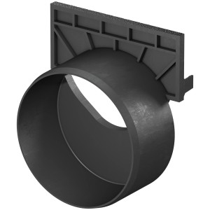 Paroi d'extrémité avec raccord DN 100 pour caniveaux de drainage, en polypropylène.