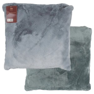 Cuscino decorativo grigio in peluche, 45x45 cm, superficie morbida per zone living.