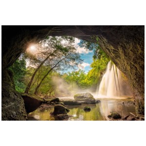 Maxiposter Cave View (61x91,5 cm): Wasserfall in Höhle, Natur-Poster für Wanddeko.
