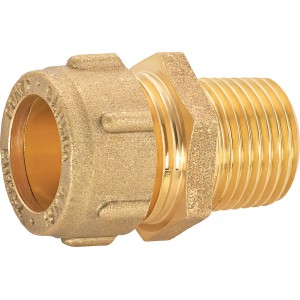 Nipplo di transizione a vite in ottone, 31 mm, per raccordi a compressione e connessioni sicure dei tubi.