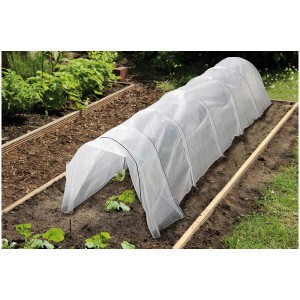 Tunnel da giardino in tessuto non tessuto Videx, bianco, 47x115x305 cm, protegge le piante dalle intemperie nella serra.