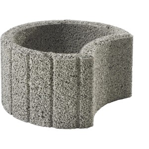 Grand anneau de plantation gris, env. 48x25 cm, en béton pour stabilisation de pente et aménagement de jardin.