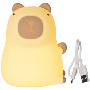 Luce notturna LED a forma di Capibara bianca con cavo USB per la cameretta dei bambini.